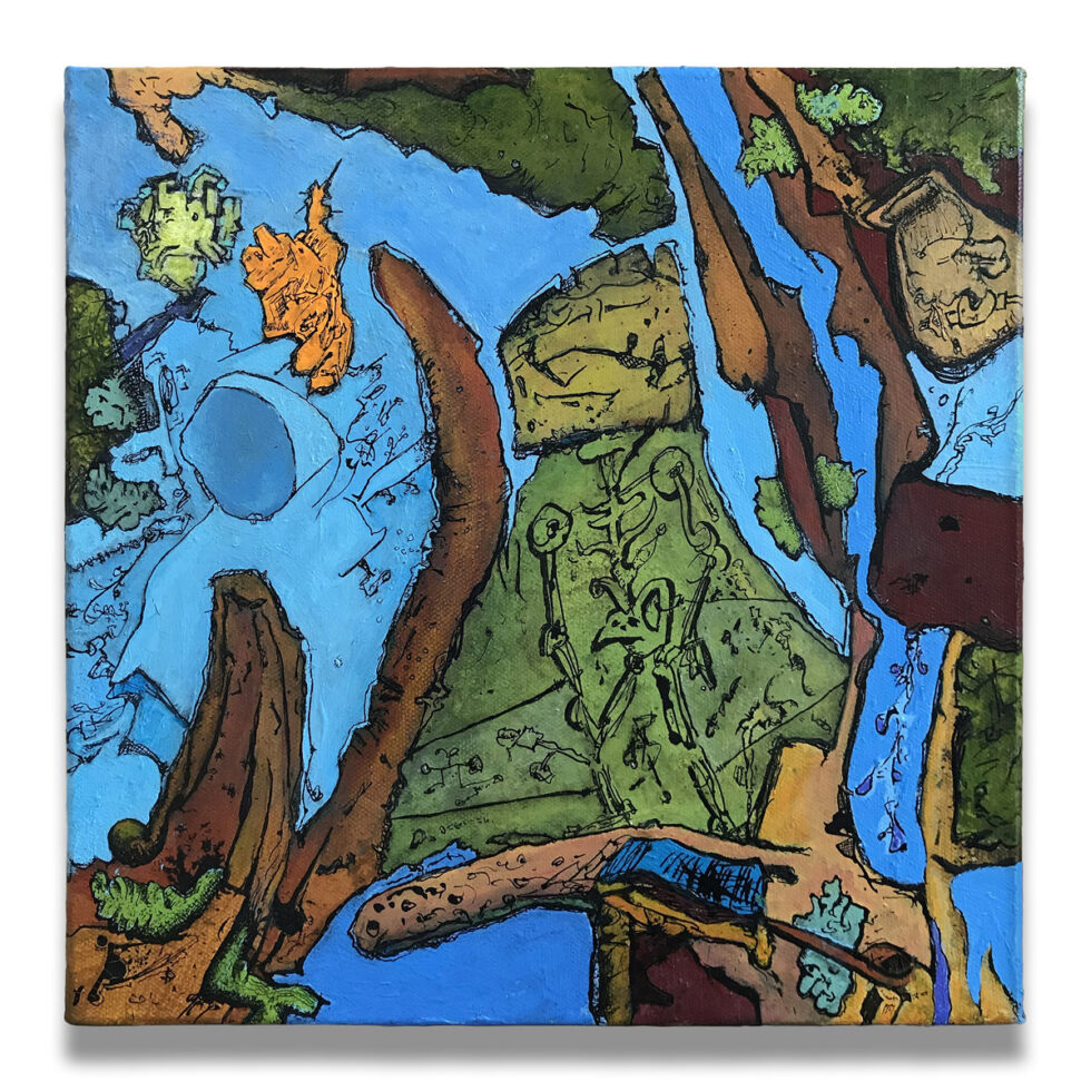 Dave Shulman - Airport Joke Minus Punchline (Blues), 12 × 12 inches.