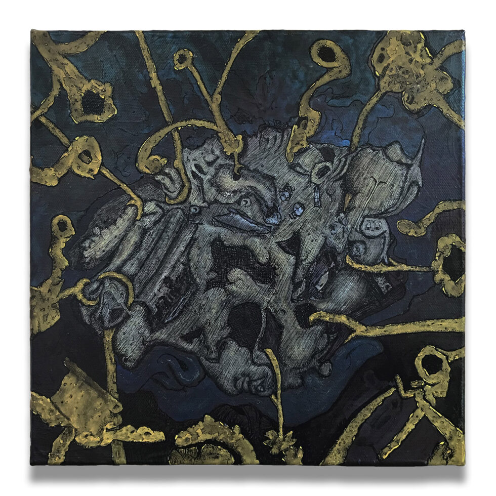 Dave Shulman - Plastic Fishbone Circus, 12 × 12 inches.