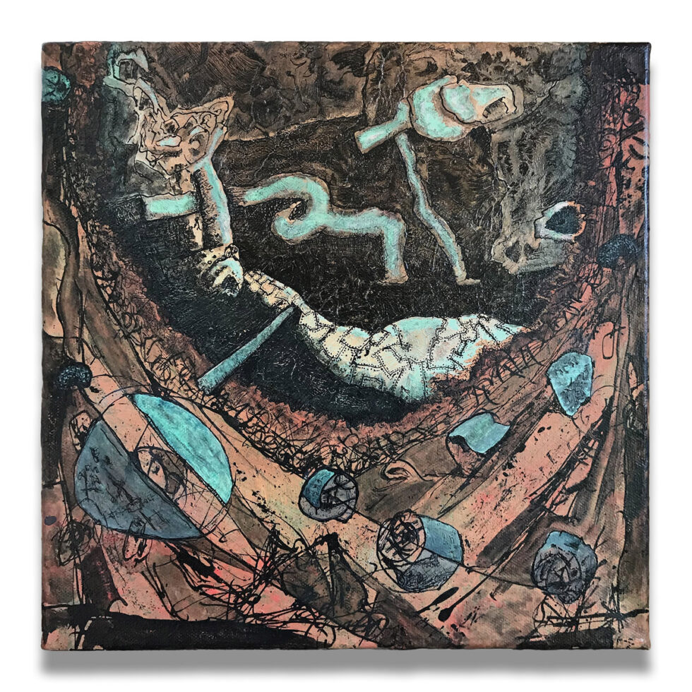 Dave Shulman - Squeegee Mudbone (First Attempt), 12 × 12 inches.