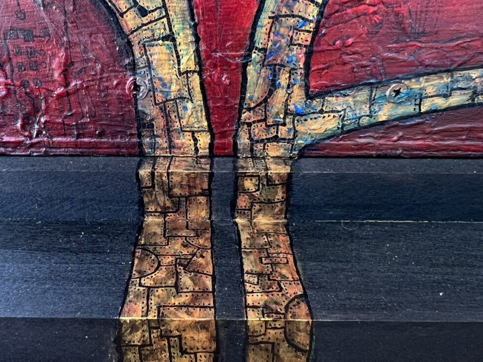 Dave Shulman - Expatriates (Green Acres), 11 1/4 × 19 × 5 1/2 inches. (Detail.)